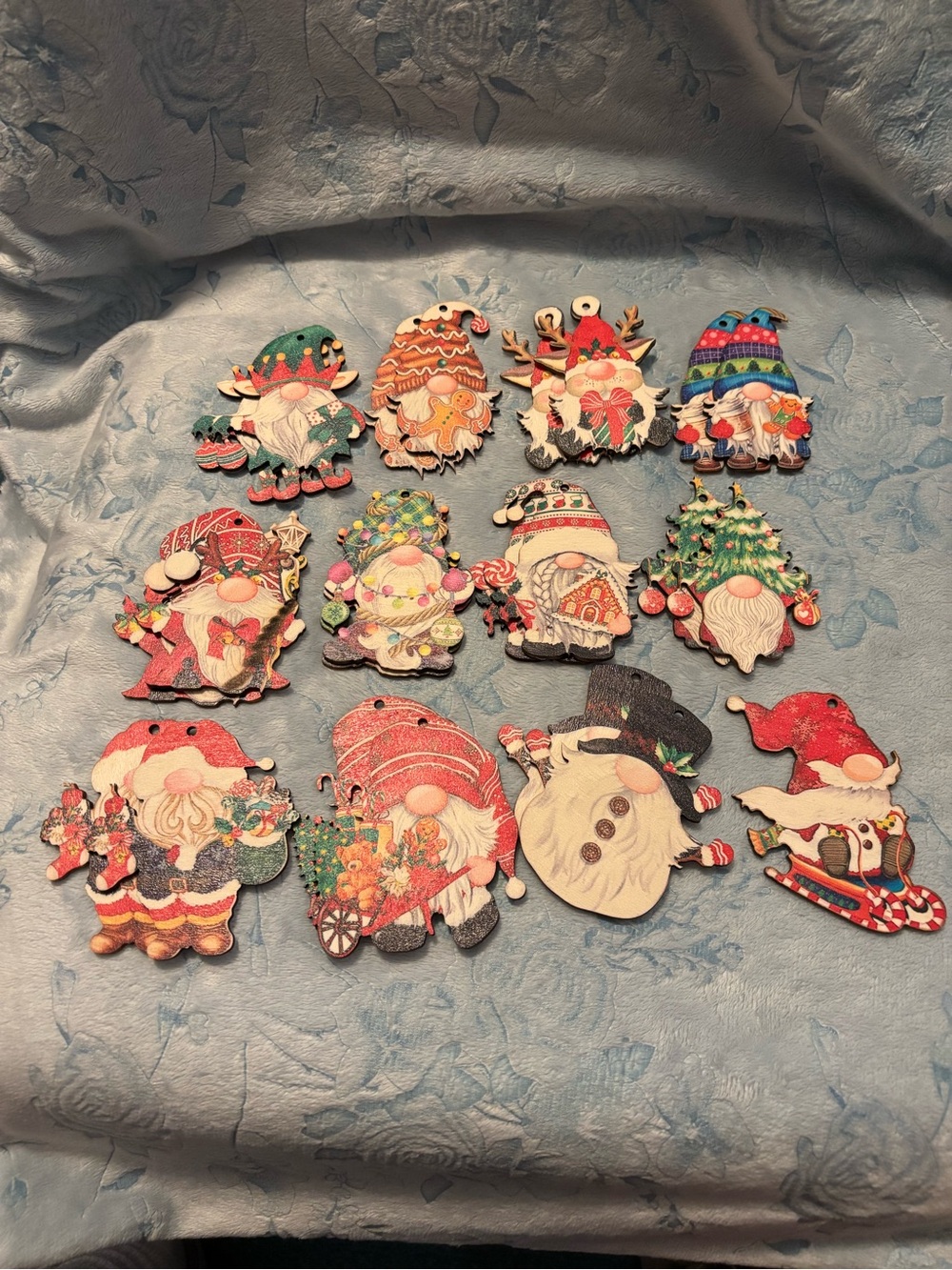 Colorful Wooden Gnome Christmas Ornaments - Set of 23